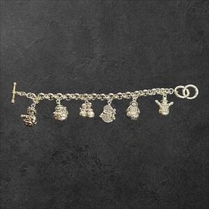 Vintage Best Christmas Charm Bracelet Snowman Santa Holiday Toggle Silver Tone‎